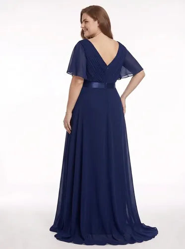 Vestido evasé largo al tobillo burdeo talla grande