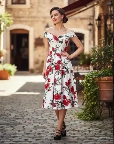 Vestido Vintage Pin Up, Swing Y Años 50, Rockabilly Va 147 Blanco S