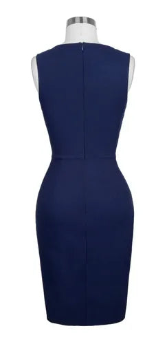Vestido Azul Bodycon Vintage Va 288 Azul Oscuro S