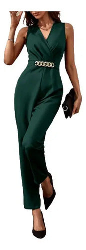 Entero Jumpsuit Mono Negro Fiesta Cadena El 123