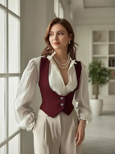 Chaqueta Chaleco Sastre Mujer Bb 61 Burdeo M