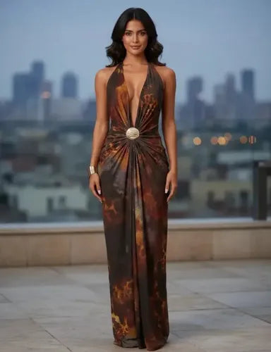Vestido Cóctel Ajustado Fiesta Para Mujer Delpilar Va 539 Marrón S