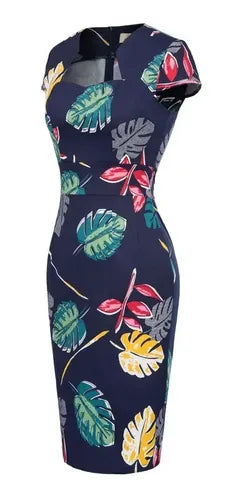 Vestido Azul Bodycon  Manguita  Va 298 Azul L