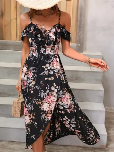 Vestido Estampado Floral Delgado Playa Va 605