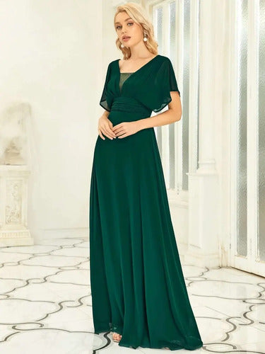 Vestido Fiesta Largo Gasa  Manga  Ep 189c
