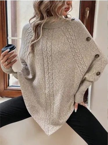 Ruana Poncho Tejido Chal De Punto Tapado Mujer Bb 32