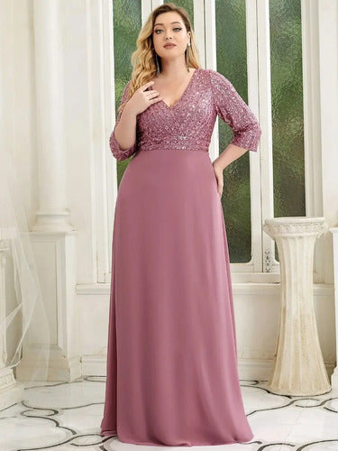 Vestido Fiesta Largo Matrimonio Talla Grande Ep 172