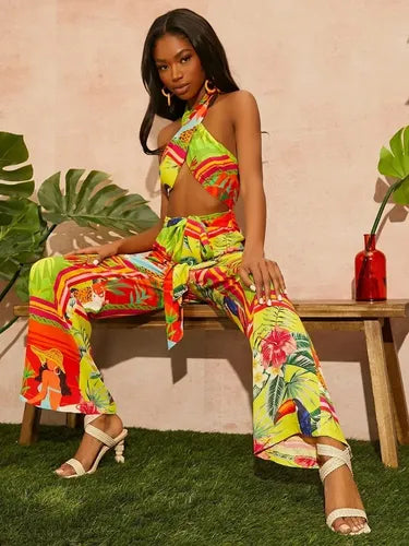 Entero Jumpsuit Mono Estampado Tropical Playa El 124