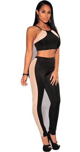 Conjunto negro pantalón con peto tipo jardinera