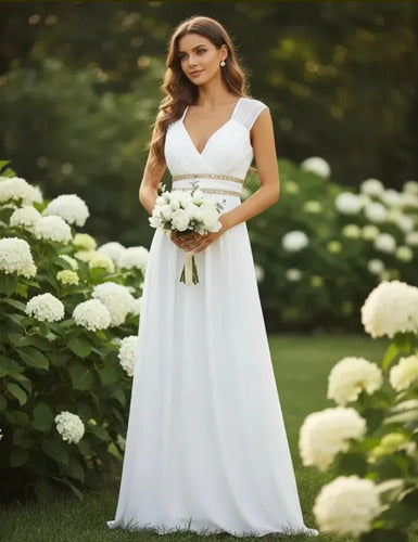 Vestidos Fiesta Gasa Novia Gala Espalda Descubierta Ep 67c Blanco 6