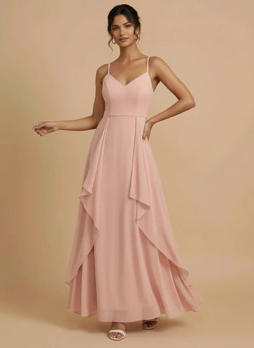 Vestido largo con escote V para dama de honor