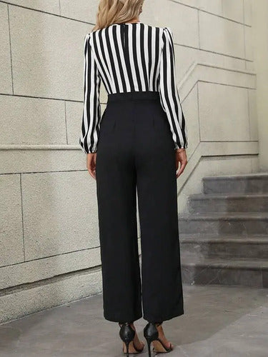 Entero Jumpsuit Mono Escote Cruzado Fiesta  El 191 Negro M