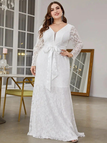 Vestido Novia Largo Blanco Talla Grande Ns 16
