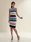 Vestido Punto Canalé Hilo Ajustado Lapiz Jersey Va 440 Multicolor Única