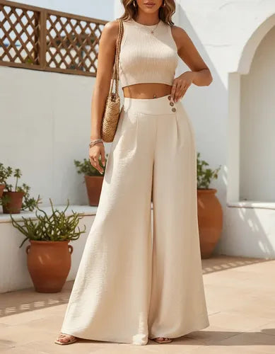 Pantalon Mujer Cintura Alta Pierna Ancha Pt 18