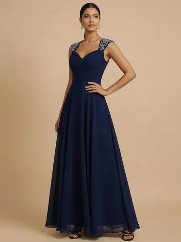 Vestido largo evasé hombros descubiertos
