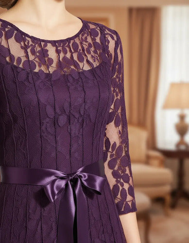 Vestido Purpura De Encajes Ve 61 Violeta 40