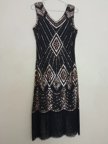 Vestido corto charlestón años 20 lentejuelas
