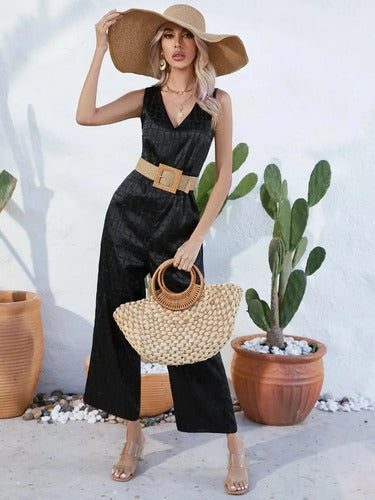 Entero Jumpsuit Mono Negro Con Cinturón El 147 Negro M