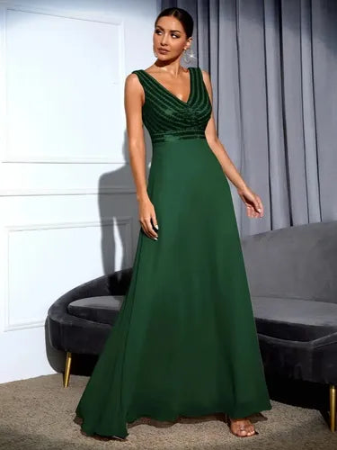 Vestido Fiesta Lentejuelas Gasa  Ep 423