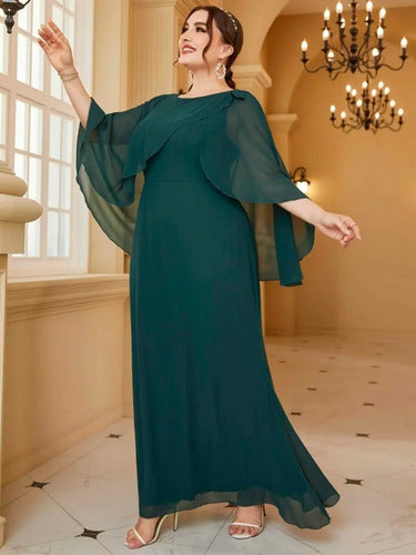 Vestido Fiesta Largo Talla Grande Manga Capa Ep 426