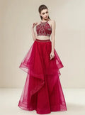Vestido Graduació Crop Top Falda Rojo Azul Ep 300