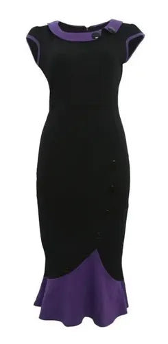 Vestido Ajustado Negro Vintage Botones Va 79 Negro Xl