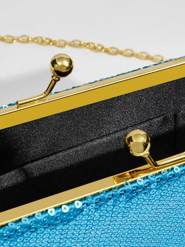 Cartera Brillos Fiesta Coctel Día Noche Clutch Mano Ct 12 Azul