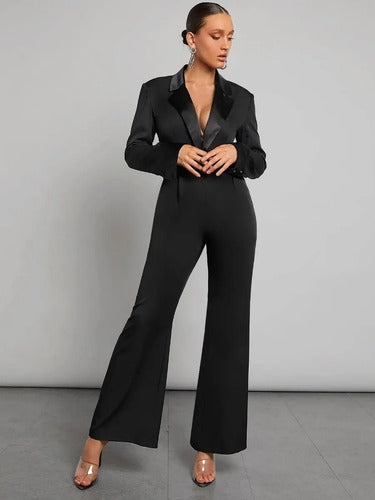 Entero Jumpsuit Cuello Con Solapa, Con Cinturón El 112