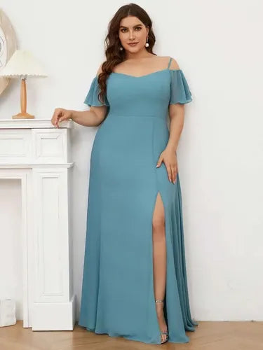 Vestido Fiesta Largo Talla Grande Hombros Descubierto Ep 198