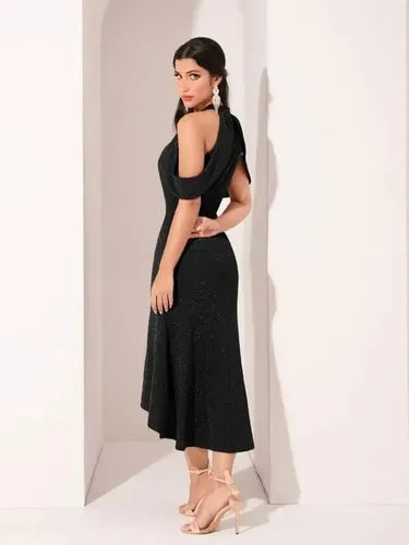 Vestido Fiesta Hombros Descubiertos Asimétrico Va 599