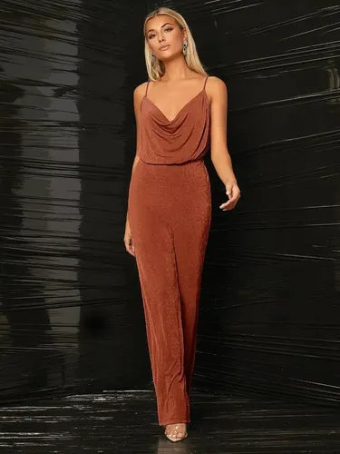 Entero Jumpsuit Mono Negro Fiesta  El 68 Marrón Claro M