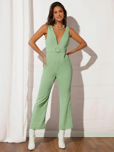 Entero Jumpsuit Mono Escote Profundo Bolsillos Fiesta  El 96