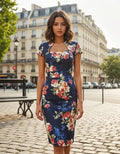 Vestido Azul Bodycon Vintage Retro Va 302 Azul S