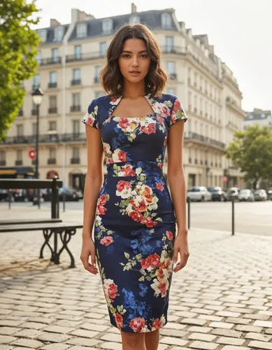 Vestido Azul Bodycon Vintage Retro Va 302 Azul S
