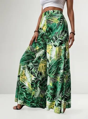 Pantalón Estampado Mujer Cintura Alta Pierna Ancha Pt 10