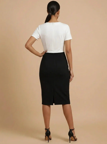 Vestido midi multicolor bodycon manga corta cuello redondo