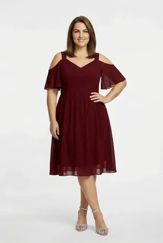 Vestido midi hombros descubiertos multicolor talla grande