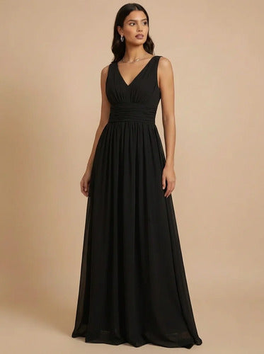 Vestido de gasa largo hombros descubiertos