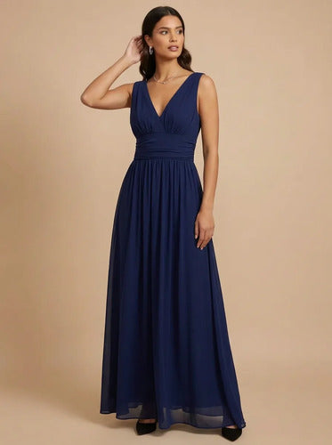 Vestido de gasa largo hombros descubiertos