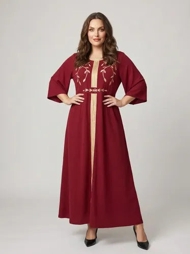 Vestido largo túnica burdeo talla grande