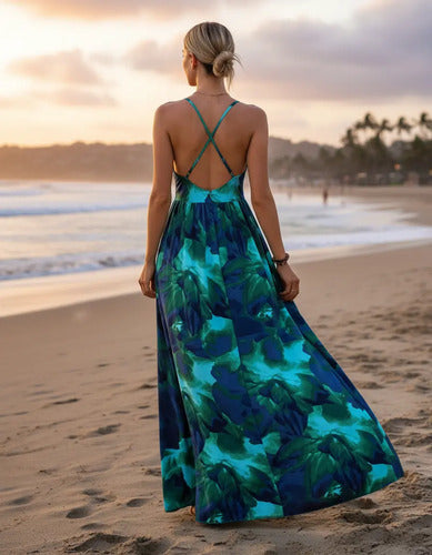 Vestido Largo Bohemio Playa Estampado Floral Verano