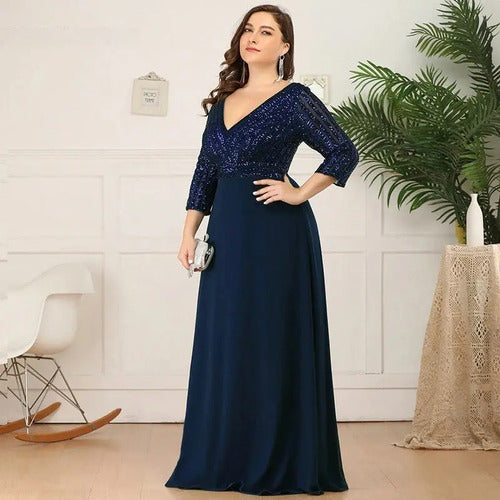 Vestido Fiesta Largo Matrimonio Talla Grande Ep 172