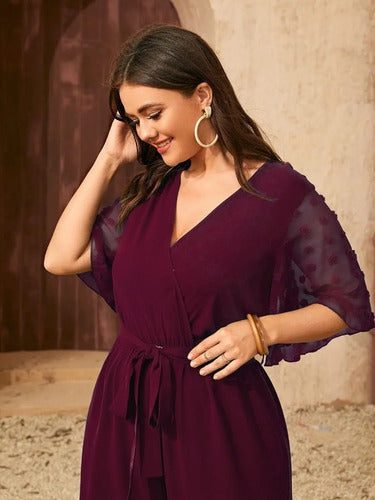 Entero Jumpsuit Talla Grande Con Cinturón Vg 121