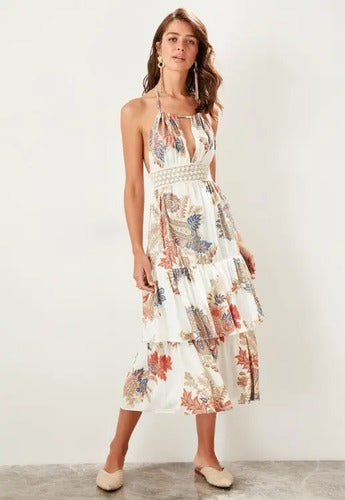 Vestido De Playa Con Espalda Descubierta Td 34 Blanco 40