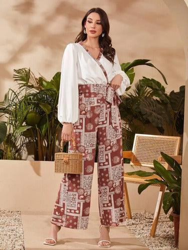 Conjunto Pantalón Top Cruzado Entero El 87 Blanco S