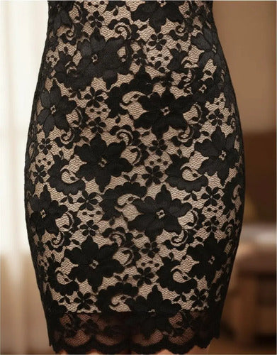 Vestido Negro Encaje, Espalda Descubierta Ve 10 Negro M