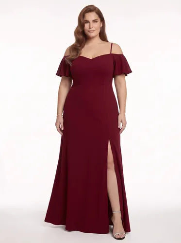 Vestido largo de fiesta talla grande hombros descubiertos