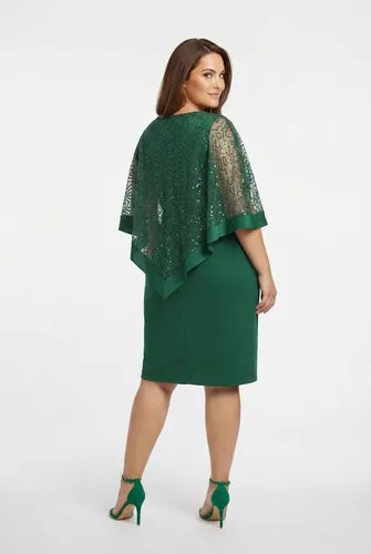 Vestido tubo manga capa talla grande