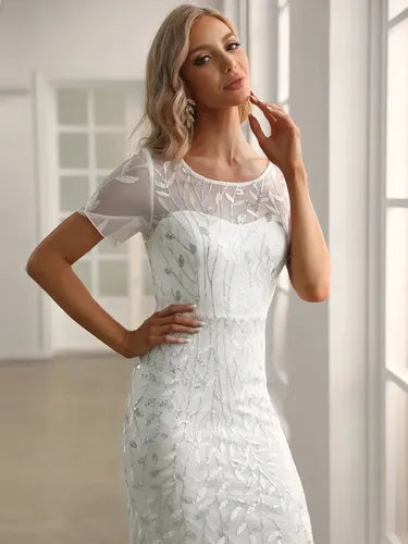 Vestido De Novia Lentejuela Sirena Delpilar Ne 131 Blanco 8